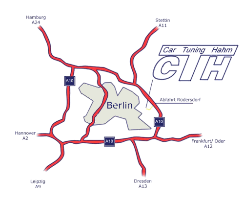 Klicken für größere Anfahrtsskizze zu Car Tuning Hahm